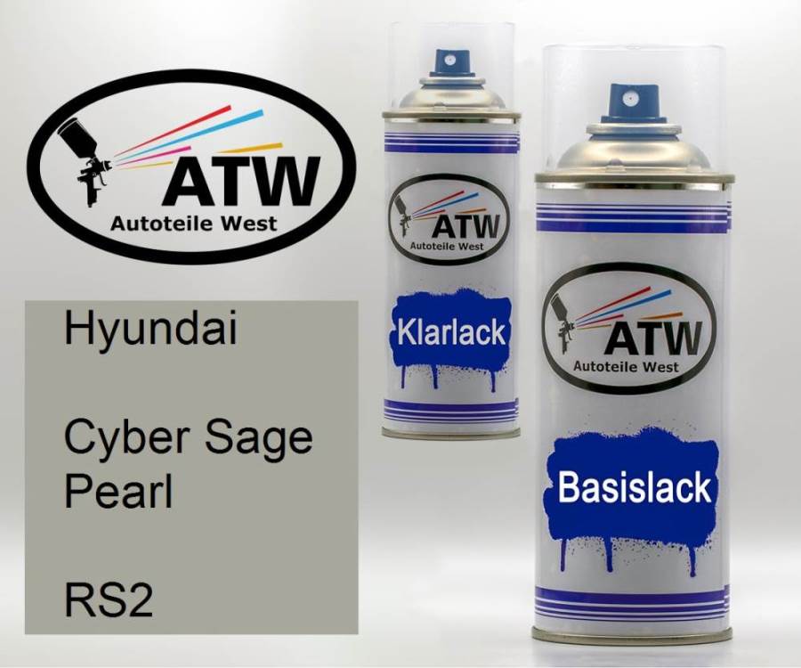 Hyundai, Cyber Sage Pearl, RS2: 400ml Sprühdose + 400ml Klarlack - Set, von ATW Autoteile West.